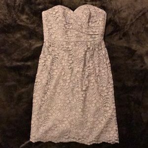 Size 4 grey short, strapless David’s Bridal dress